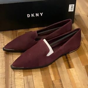 DKNY Burgundy Suede Pointy Toe Flats